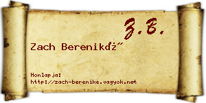 Zach Bereniké névjegykártya